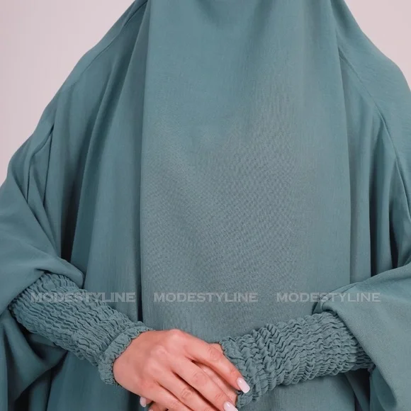3 pc Jilbab set Turquoise Abaya set, Jilbab skirt and khimar with niqab Islamic - Picture 8 of 8